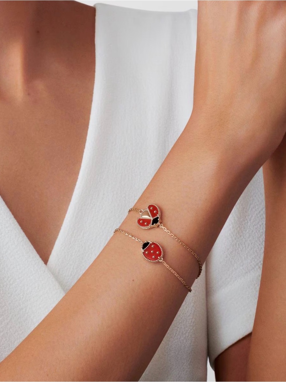 Lucky Spring bracelet, open wings ladybug